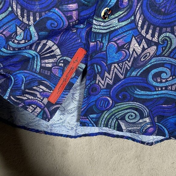 Gene Hiller Shirt Musical Eclectic Printed Jazz Musician Blue Colorful Sz Large - Picture 7 of 13